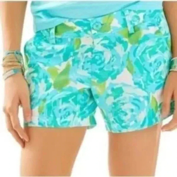 Lilly Pulitzer | Blue & Green Floral, The Callahan Short | Size 0 XS‎ - Picture 1 of 9